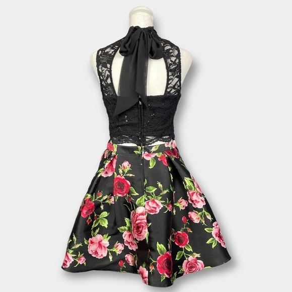 B. Darlin 2 piece Rose Lace Black Pink Size 3 - 4 - Picture 5 of 10